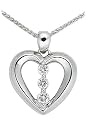 14k White Gold Diamond 3-Stone Heart Pendant (.20 cttw, I1 Clarity, H-I Color)