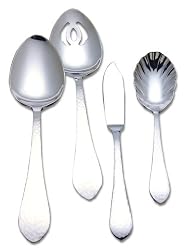 Reed & Barton Hammered Antique 18/10 Stainless Steel 4-Piece Flatware Hostess Set
