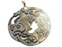 Black Mother Of Pearl River Koi Pendant, 14k Gold