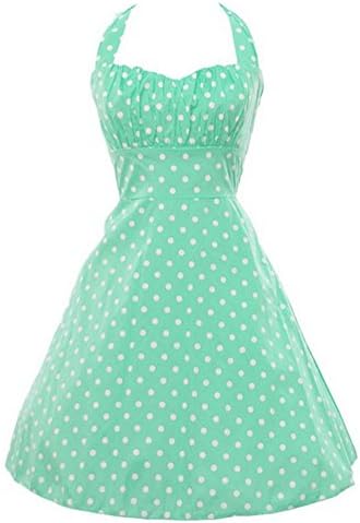 Totina Retro 1950s Polka Dot Smock Halter Swing Dress XXL Mint