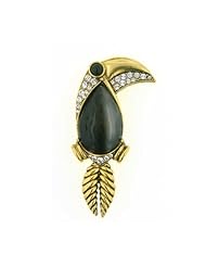 Vintage Toucan Bird Brooch Gold Plated