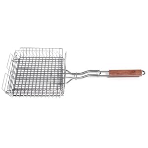 Outset QC71 Chrome Grill Basket with Rosewood Handle by 