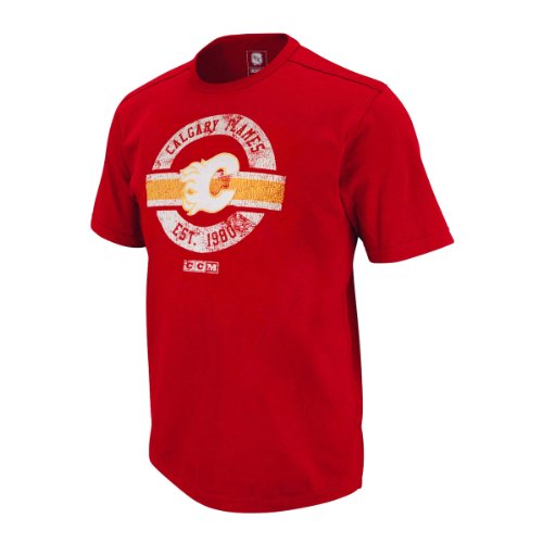 Calgary Flames Retro Applique Jersey T-Shirt Size M