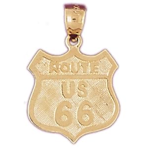14kt Yellow Gold U.S. Route 66 Pendant