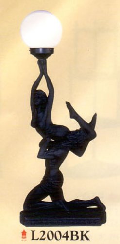 SET OF 2 MAN HOLDING WOMAN TABLE LAMPS IN BLACK