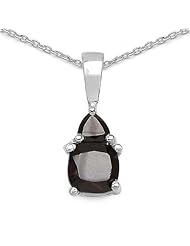 1.60 Carat Genuine Garnet Sterling Silver Pendant Necklace. 18"