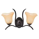 Globe 60855 Senneville Two-Light Upward Wall Sconce, Dark Coffee with Amber Globes