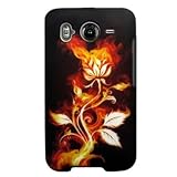Hard Snap-on Plastic RUBBERIZED BLACK With FLAMING ROSE Design Sleeve Facep ....
