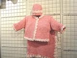 IMAGE OF Ck7, Raspberry Chenille Girls Outfit, Cardigan,hat Set with Mtching Blanket