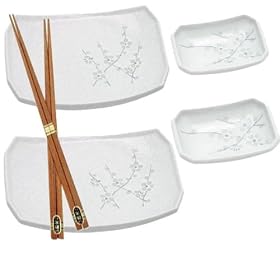 Buy 6 pcs Japanese Sushi Plate Set white sakura Set
