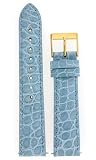 Watchband Genuine Crocodile 22mm Light Blue