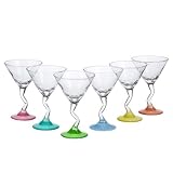 Libbey Glass Watusi Colors Martini Glasses Set of 6