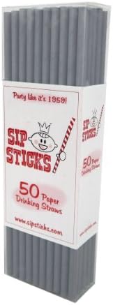 SipSticks Paper Drinking Straws Biodegradable 50 Pack- Solid Grey