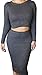 Sexy Women Long Sleeve Crop Tops+Nightclub Skirts Wool Bodycon Dress 2 Pcs 1Set