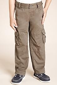 Pure Cotton Adjustable Waist Twill Cargo Trousers
