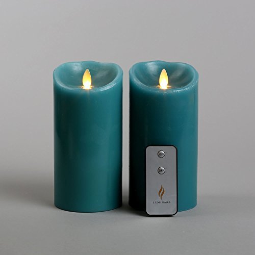 Luminara Set of 2 Blue Sage 7 Flameless Moving Wick Candle with Remote