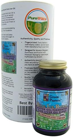 PureTrace Certified Green Pasture Blue Ice Royal Butter Oil Fermented Cod Liver Oil Blend Gel Chocolate Cream (1-pack)