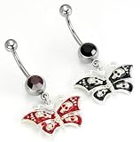 14g-12g-10g BUTTERFLY Skull Gothic Type Belly Button Jewelry- 12g 1"~25mm Black