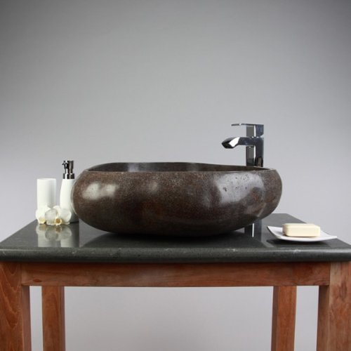 Flußstein - Waschbecken rundum poliert Ø 50 cm- natur