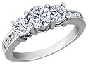 Diamond Engagement Ring and Three Stone Anniversary Ring 1 Carat (ctw) in 14K White Gold (CERTIFIED)