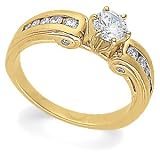 14K Yellow Gold Diamond Engagement Ring Semimount - 0.33 Ct.