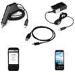 Solid Black Durable Rubber Soft Silicone Skin Cover Case + Rapid Car Charger + Home Travel Charger + Clear Durable Reusable LCD Screen Protector + USB Data Cable for T-Mobile HTC G1 Google Phone Dream Smartphone