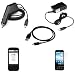 Solid Black Durable Rubber Soft Silicone Skin Cover Case + Rapid Car Charger + Home Travel Charger + Clear Durable Reusable LCD Screen Protector + USB Data Cable for T-Mobile HTC G1 Google Phone Dream Smartphone