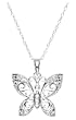 14k White Gold Butterfly Pendant with Diamond-Accent