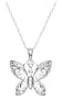 14k White Gold Butterfly Pendant with Diamond-Accent
