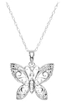 14k White Gold Butterfly Pendant w/ Diamond Accent