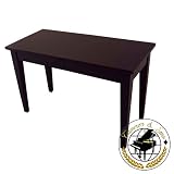 Cameron & Sons CS-10 EBHP Traditional Piano Bench With Music Storage, Wood Top (Polished Black)