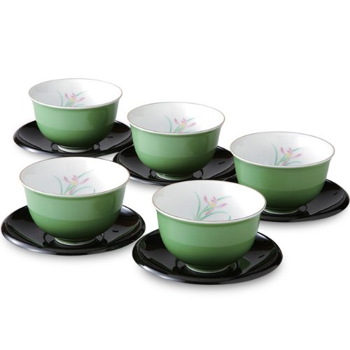 有田焼 おもてなしの器 若草ラン P・C茶托付仙茶セット ama-365761