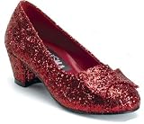 Pleaser Brand Style Dorothy-05 Kids Wizard of Oz Dorothy Ruby Slippers Girls Red Glitter Costume Shoes