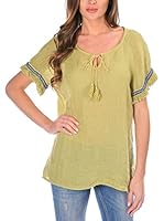 100% lino Blusa Tori (Verde Claro)