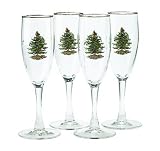 Spode Christmas Tree Champaign Flutes, Set of 4