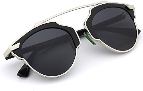 Glasses Queen AU971-Women Vintage Classic UV 400 Aviator Sunglasses(Silver-Grey)