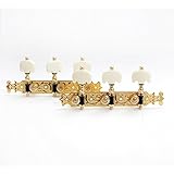 DJ200GK-P5I TENOR Classical Guitar Tuners Professional Tuning Key Pegs/Machine Heads for Classical or Flamenco Guitar with Gold Plated Finish and Ebony Colored Buttons.