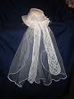 Floral Bridal Hat with Veil, White