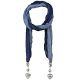 Lightweight Ombre Blue Jeans Bejeweled Heart Embellished Scarf Lightweight Ombre Blue Jeans Bejeweled Heart Embellished Scarf
