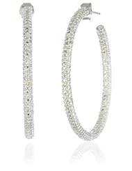 Sterling Silver Diamond Hoop Earrings, (.5 cttw, G-H Color, I2-I3 Clarity)