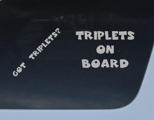 GET 2 decals Got Triplets? and Triplets on Board Silver Car Auto Window Sticker boy girl baby
