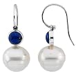 14K White Gold Paspaley South Sea Cultured Pearl and Lapis Lazuli Earrings - 12.00mm