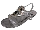 Andres Machado Women's SILVER Flat Sandals Big Size Shoes