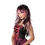 Womens Tempting Tresses Punk Pop Rock Star Goth Emo 80s Rock and Roll Long Black & Pink Costume Wig