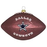 DALLAS COWBOYS 5 Hand-Painted Blown Glass Football CHRISTMAS ORNAMENT