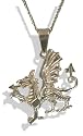 Solid Silver Welsh Dragon Pendant & Chain.