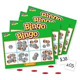 Trend Enterprises Products - Money Bingo Games, 36 Playing Cards, 200 Chips, English - Sold as 1 EA - Money Bingo Games help students practice adding pennies, nickels, dimes, and quarters. Match money amounts to images of heads and tails. Unique, six-way format adapts to a variety of skill levels, and is a fun learning supplement for small groups or the entire class. Bingo Games are also ideal for learners with disabilities and anyone learning English. Set includes 36 playing cards, more than 20
