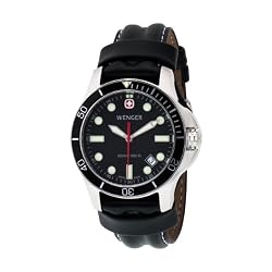 Wenger Men's 72325 Battalion III Diver Black Dial Black Leather Watch