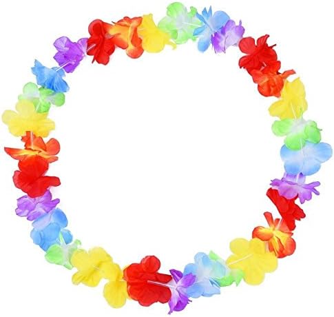 Amvka 15 Pieces Hawaiian Ruffled Flower Lei Necklaces for for Beach Theme Party Event, Birthday Party and Costume
