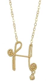 Rafia 14K Gold Filled Necklace with Delicate Wire Wrapped Initial 